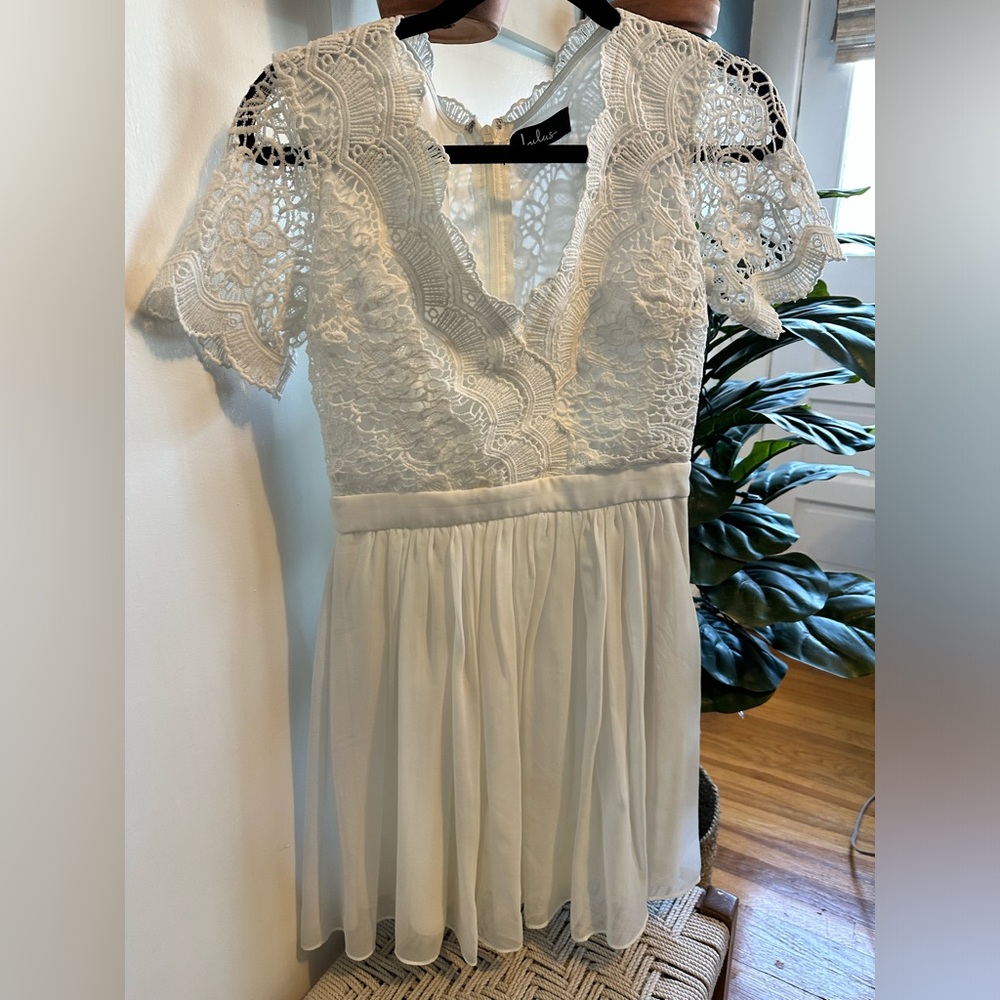 Lulus Angel in Disguise white lace skater dress in small